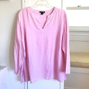 LAUREN RALPH LAUREN Pink Linen Tunic Blouse Women’s Plus Size 3X Top